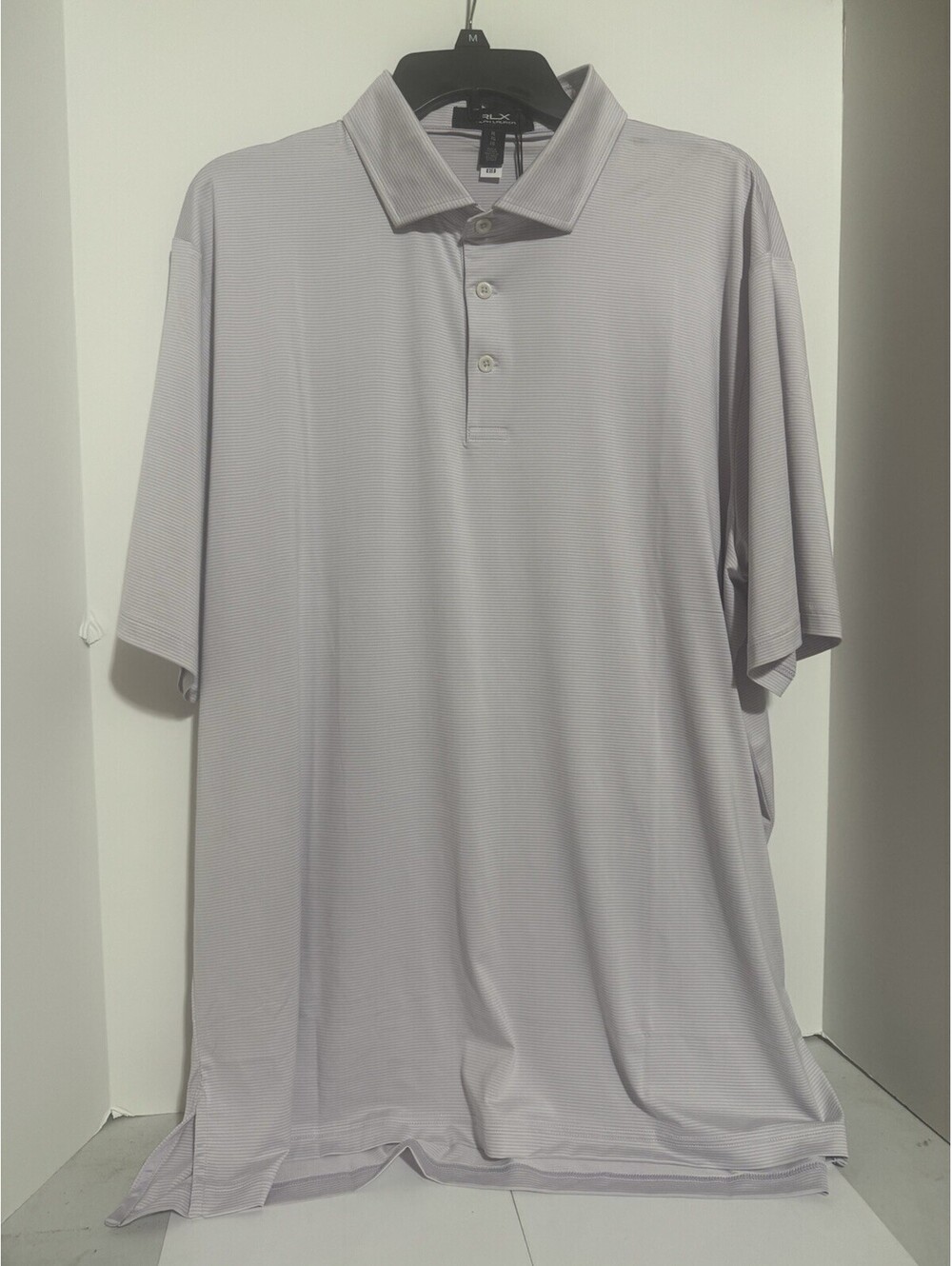 Ralph Lauren RLX Mens XL Golf Polo Shirt Lilac/White CL23
